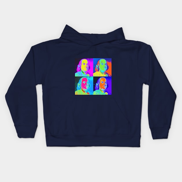 Pop Art - Benjamin Franklin Kids Hoodie by Naves